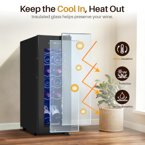 Image of 12 Bottle Wine Fridge, Slim Wine Cooler Refrigerator