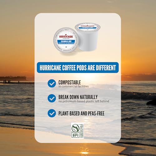Image of Hurricane Coffee Colombia El Nino, Compostable Coffee Pods - Medium Roast, K-Cup Compatible, 80 Count