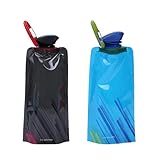💧 Paket Enthält: Sie Erhalten 2 Zusammenklappbare Wasserflaschen In Schwarz Und Blau. Bei 25 X 13 X 4,2 Cm Aufgeklappt Fassen Sie Etwa 700 Ml Wasser Oder Andere Getränke Und Sind Dank Ihrem Leuchtenden Farbdesign Ideal Für Outdoor-Aktivitäten.