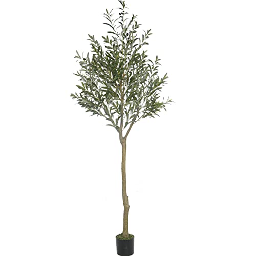 7.6Ft (90'') Tall Olive Tree Artificial Plants For Home Decor Indoor With Pot, Fake House Plants Home Decor Living Room, Floor Faux Plants Tall Natural Artificial Tree #TOP19