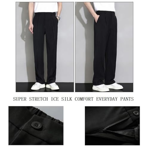 Fleurosta Mens Pants, Fleurosta Super Stretch Ice Silk Comfort Everyday Pants, Slim Fit Lightweight Trousers2