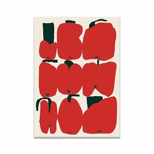 AEFOUU Classic Abstract Wall Art Red Fruit Pattern Unique Design Canvas Print Poster Home Living Room Decor Painting(30x45cm/12x18in/Frameless)