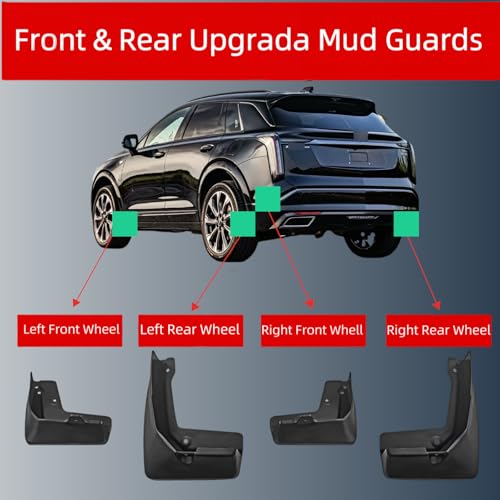 Image of Mud Flaps Splash Guards Compatible with Cadillac XT5 2017-2025, No Drilling Front & Rear Splash Guards, Exterior Accessories - Not Fit Sport with Running Boards & Side Skirts
