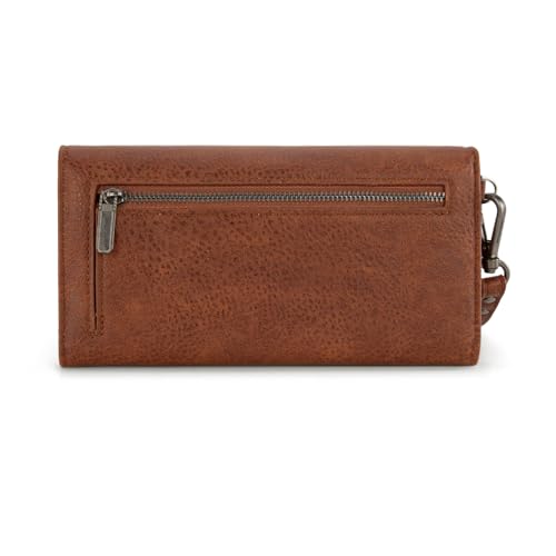 Montana West X Wrangler Brown Wallet Women Rfid Large Wristlet Trifold Women's Wallets Card Cases & Money Organizers with Detachable Wrist Strap4
