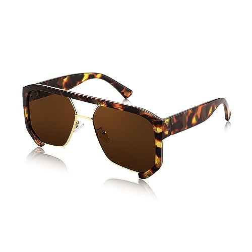 Image of FEISEDY Men Women Sunglasses Aviator, Square 70s Frame, Vintage Retro Trendy UV400 Sun Glasses B2398