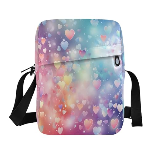 mens messenger bag crossbody men's shoulder bag Cross Body Purses Adjustable Strap for outdoor sports outdoor sports- Heart Bubble Dream Color