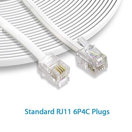Shonco 2 Pack 6M 20Ft Phone Telephone Extension Cord Cable Line Wire With Standard Rj11 6P4C Plugs For Landline Telephone- White #TOP3