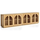 MoomJiee Moderno armario de almacenamiento con 4 puertas, roble