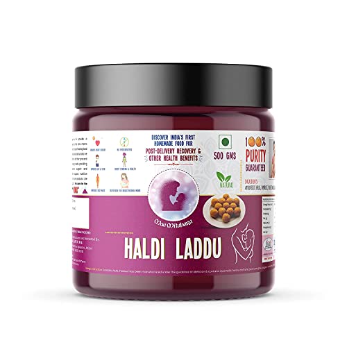 Image of Maa Mitahara Post Pregnancy Laddu with Haldi 200g | Traditional Ayurvedic Lactation & Recovery Laddu for New Mothers | Nutritious Gond Dry Fruit Laddu (200g, Haldi)