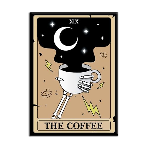 Tarotkaart The Coffee Magnet - voor koffieliefhebber - gotische inrichting voor keuken, thuis en kantoor, essentiële goth-appartementdecoratie, ideaal cadeau voor gothic-liefhebbers