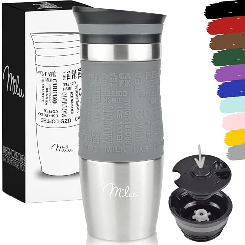 Taza de acero inoxidable hermética que evita derrames de café caliente y frío de 370ml 2