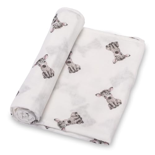 Image of LollyBanks Soft Cotton Swaddle Blanket - Muslin Blanket 47 x 47 inches, Animal Print for Boys & Girls