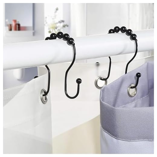 12 Pcs Black Shower Curtain Hooks - Double Hook Rustproof Metal with Ball Bearing Glide, 2.7 Inch Heavy Duty for Bathroom Curtain & Liner, Easy Install Smooth Sliding Hangers