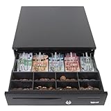 iggual Tiroir porte monnaie IRON 20, caisse enregistreuse manuelle ou automatique RJ11 (12 V), compartiment x4 billets et 8 pièces, serrure 3 positions verrouillage, 42 x 40,5 x 10 cm, boîtier en