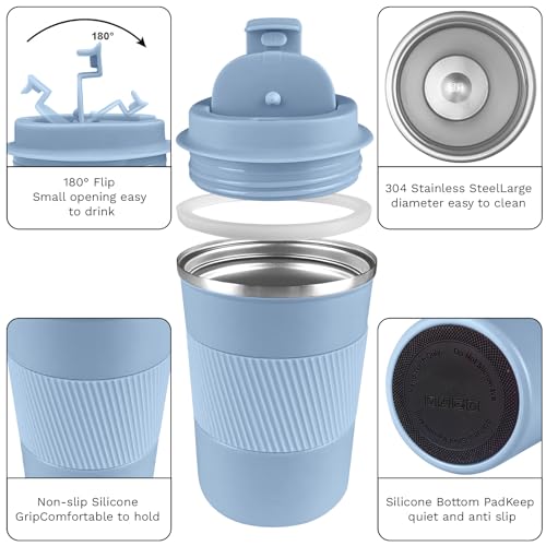 Image of Insulated Travel Coffee Mug, Stainless Steel Coffee Cup with Leakproof Lid