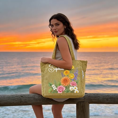 Bolso tote personalizado grande con cremallera para mujer miniatura 3