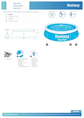 Bestway® Fast Set™ Aufstellpool ohne Pumpe Ø 183 x 51 cm, blau, rund