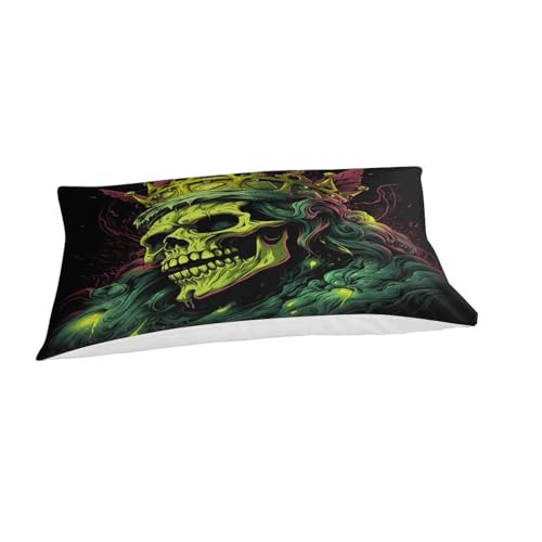 Juego de funda de edredon calavera 3D HOUKIG con dos fundas de almohada de microfibra para cama 3