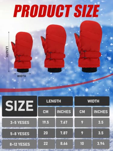 Image of SATINIOR Kids Snow Mittens Waterproof Winter Ski Gloves Warm Thicken Snow Gloves for Girls Boys