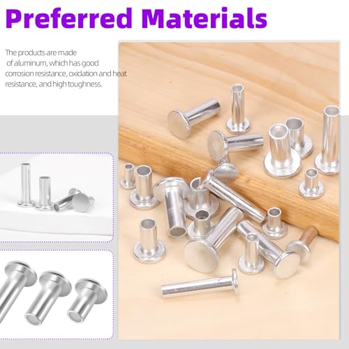 image for Swpeet 390Pcs 12 Sizes M3 M4 M5 M6 Aluminum Flat Head Semi Tubular Riv