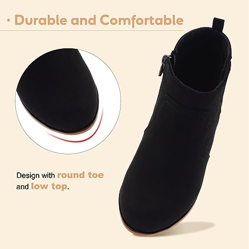 LseLom Girls Chelsea Boots Ankle Boots for Girls with Zipper Short Suede Booties Fashion Boots for Toddler/Little Kids4