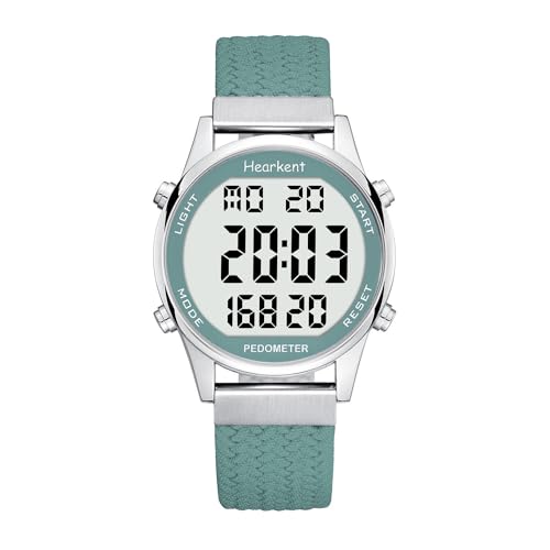 Reloj podómetro para Mujer, grabación de calorías y Distancia, Alarma, Cuenta atrás, visualización de la Hora,sin Carga ni aplicación, 2401 (Verde)