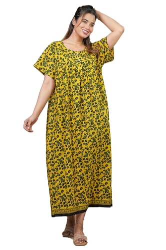 Image of Monique Brand 100% Pure Cotton Nighty for Woman | Floral Gown for Women Night Wear | Cotton Nighty for Women Stylish | Maxi for Women Cotton