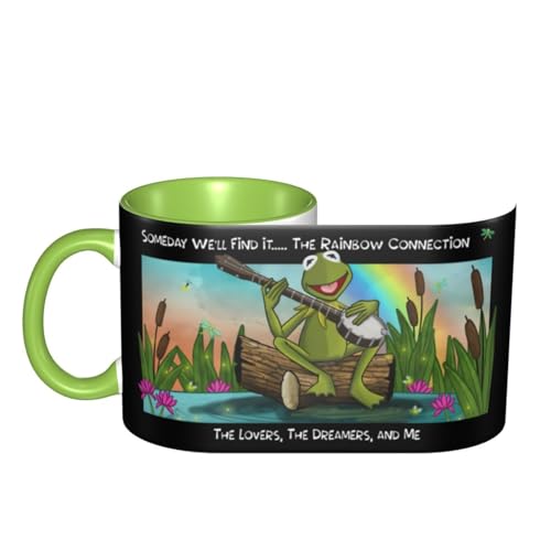 NUTRIMASK Kermit Cartoon The Frog Muppet Character Ceramic Coffee Mugs For Women Men Birthday Christmas Gift For Mom Dad Grandparents Friend Bestie Sister Green