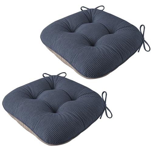 Image of AddGrace Chair Cushions for Dining Chairs Soft Kitchen Seat Cushions 18 inch x 18 inch x 3 inch Non-Slip Seat Pads Navy Set of 2