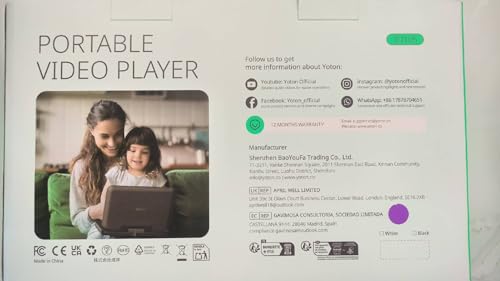 Yoton Portable DVD Player, 12.5 Inch with Rotatable 10.5 Inch LCD, 4~6 Hours Continuous Playback, Memory Recovery Function, Sync TV, for Car and Kids（White） - Image 3