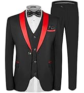 MAGE MALE Men's Slim Fit 3 Piece Suit One Button Solid Shawl Lapel Blazer Jacket Vest Pants Set w...
