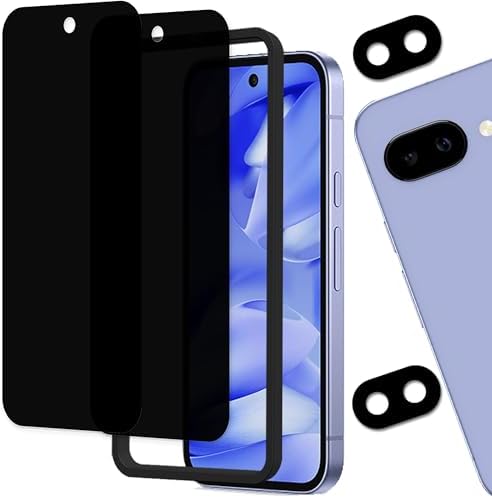 （05:30時点） 【2枚+2枚セットのぞき見防止+ガイド枠付き 】 KPNS 日本素材製 覗き見防止 Google Pixel 9a 用 ガラスフィルム 強化ガラス カバー 保護フィルム