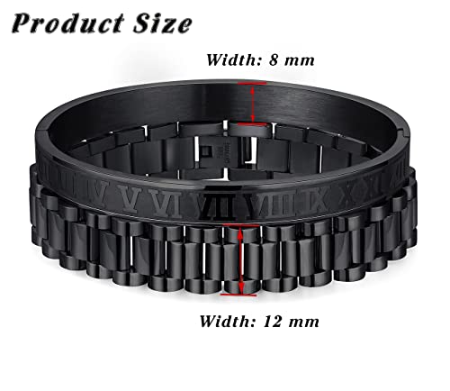 Znboh Stainless Steel Bracelets For Men Gold Roman Numeral Bangle Bracelet Adjustable Cuff Bracelet Twisted Cable Bracelet Luxury Roman Royal Crown Charm Jewelry Gifts #TOP3