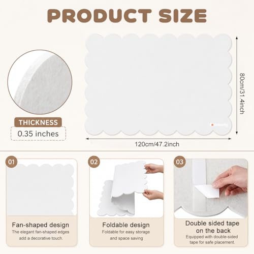 Image of Climberty Large Felt Bulletin Board 47x31in Wave Pin Board with 50 Push Pins, Soft Wall Memo Notice Board for Photos Notes Posters, Decorative Display for Home Office Kids Room