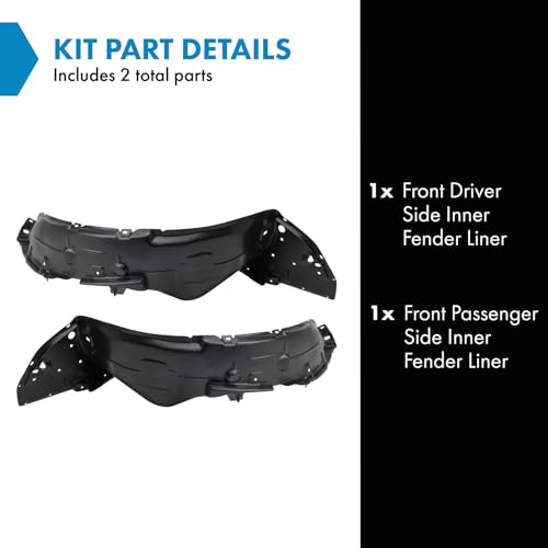 Image of TRQ Front Inner Fender Liner Set Compatible with 2012-2014 Nissan Versa NI1248128 NI1249128