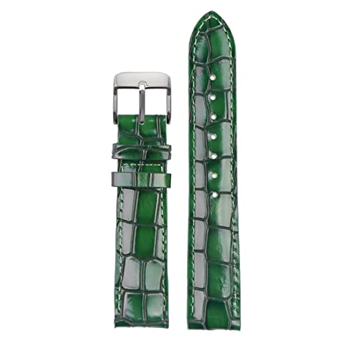Bracelet de montre cuir véritable vert crocodile 20 mm fermoir doré