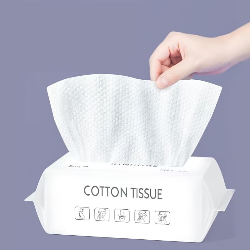 Toallitas Limpiadoras toalla facial desechable Toallitas de Algodón Secas Toalla de Limpieza Cara para Pieles Sensibles (1PACK)