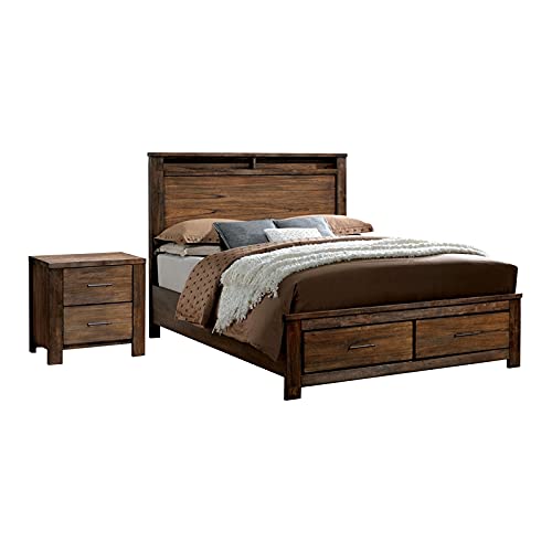Furniture Of America Foa Nangetti 2Pc Antique Oak Solid Wood Bedroom Set - Cal King + Nightstand #TOP24