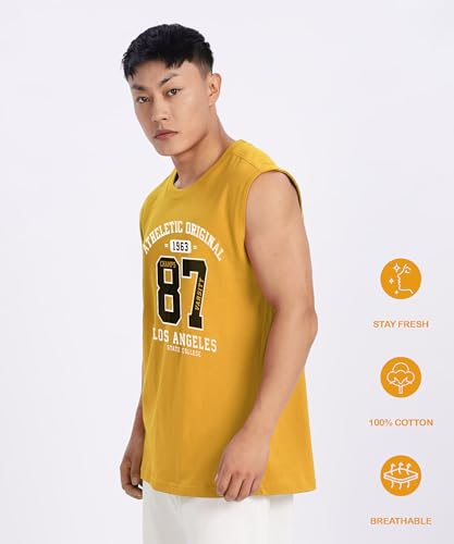 Image of SHODOX Men's 100% Cotton Tank Tops Round Neck Sleeveless Sports Loose fit Vest (Pack of 1)