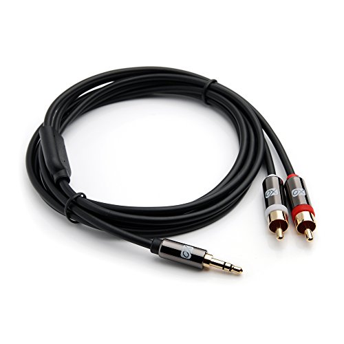 Câble Aux Audio XO plaqué-or, Jack 3.5mm vers 2 x Fiches Phono (7.5M / 7.5 Mètre - Noir) pour...