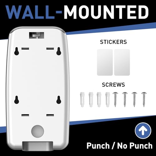 Image of Commercial Soap Dispenser Wall Mount Manual Pump Hand Soap Dispenser 800ml Gel Liquid Hand Sanitizer Dispenser Self Adhesive for Home Bathroom (Silver)