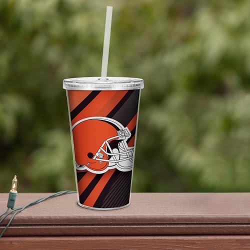 Gobelet Cleveland Browns NFL transparent avec paille isotherme - 4