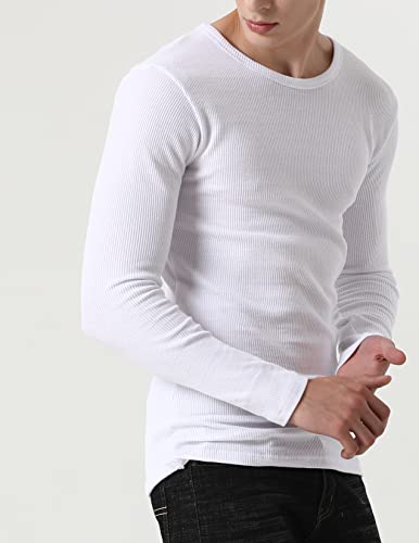 Comfneat Men's 2-Pack Thermal Long Sleeve Undershirt Waffle Knit Soft Comfy Crew Neck Underwear Top Shirts for Men3