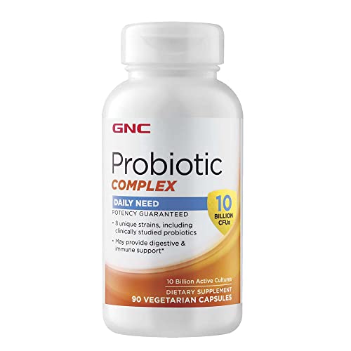GNC Probiotic Complex Daily Need with 10 Billion CFUs | 8 Unique Strains, Including Clinically Studied Probiotics May Provide Digestive & Immune Support, Vegetarian | 30 Capsules
