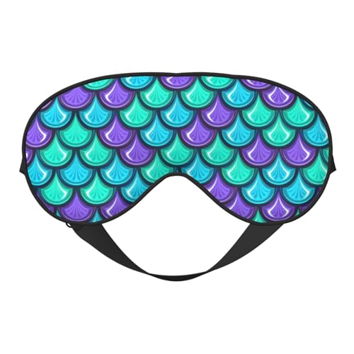 カラフルな魚のマーメイドスケールスリープマスク、睡眠用アイマスク、完全に調節可能なストラップアイカバー レディース/メンズ