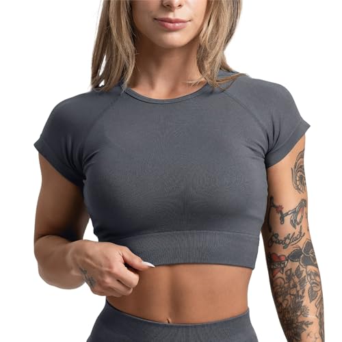 Image of Gymreapers Short Sleeve Workout Tops for Women - Crop Tops for Women Tee - Yoga Athletic Tops for Running, Gym, & Training