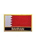 Uijokdef Uijokdef 1 PCS Bahrain Flag Patches Ironing Or Sew Embroidered Tactical Military National Bahrain Patch (Bahrain)