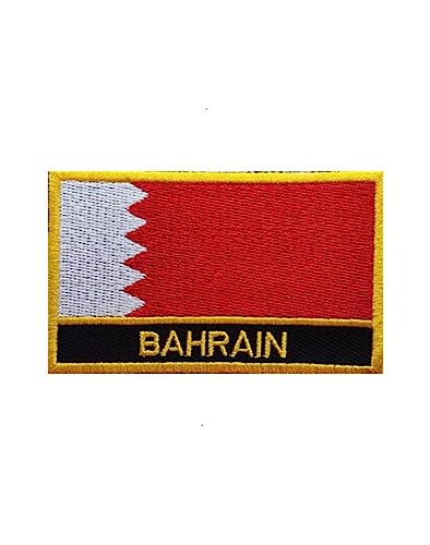 Uijokdef Uijokdef 1 PCS Bahrain Flag Patches Ironing Or Sew Embroidered Tactical Military National Bahrain Patch (Bahrain)