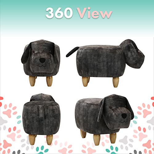 Critter Sitters CSDOGOTT-DKGRY 14-Inch Seat Height Faux-Suede Dark Gray Dog Animal Shape Small Ottoman thumb #6