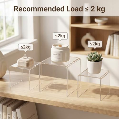 Soporte para manualidades transparente QWORK con elevación estable de acrílico 8 piezas 6